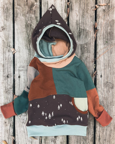 Size 3-6 years patchwork hoodie