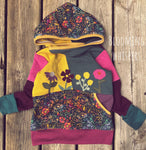 Size 3-6 years -One of a kind- mosaic floral patchwork hoodie