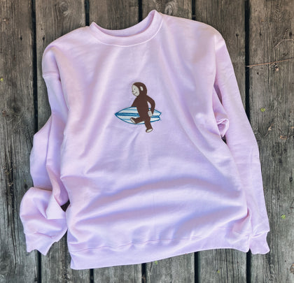 ADULT Large Surfing George OOAK crewneck