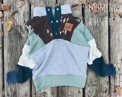 Size 3 Fir Tree Patchy Snap Pullover